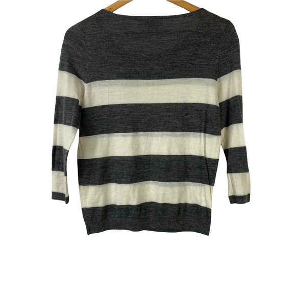 Loft Bow embellished Sweater Cute Sweater Wool rhinestone BowStriped gray Medium - Picture 4 of 9
